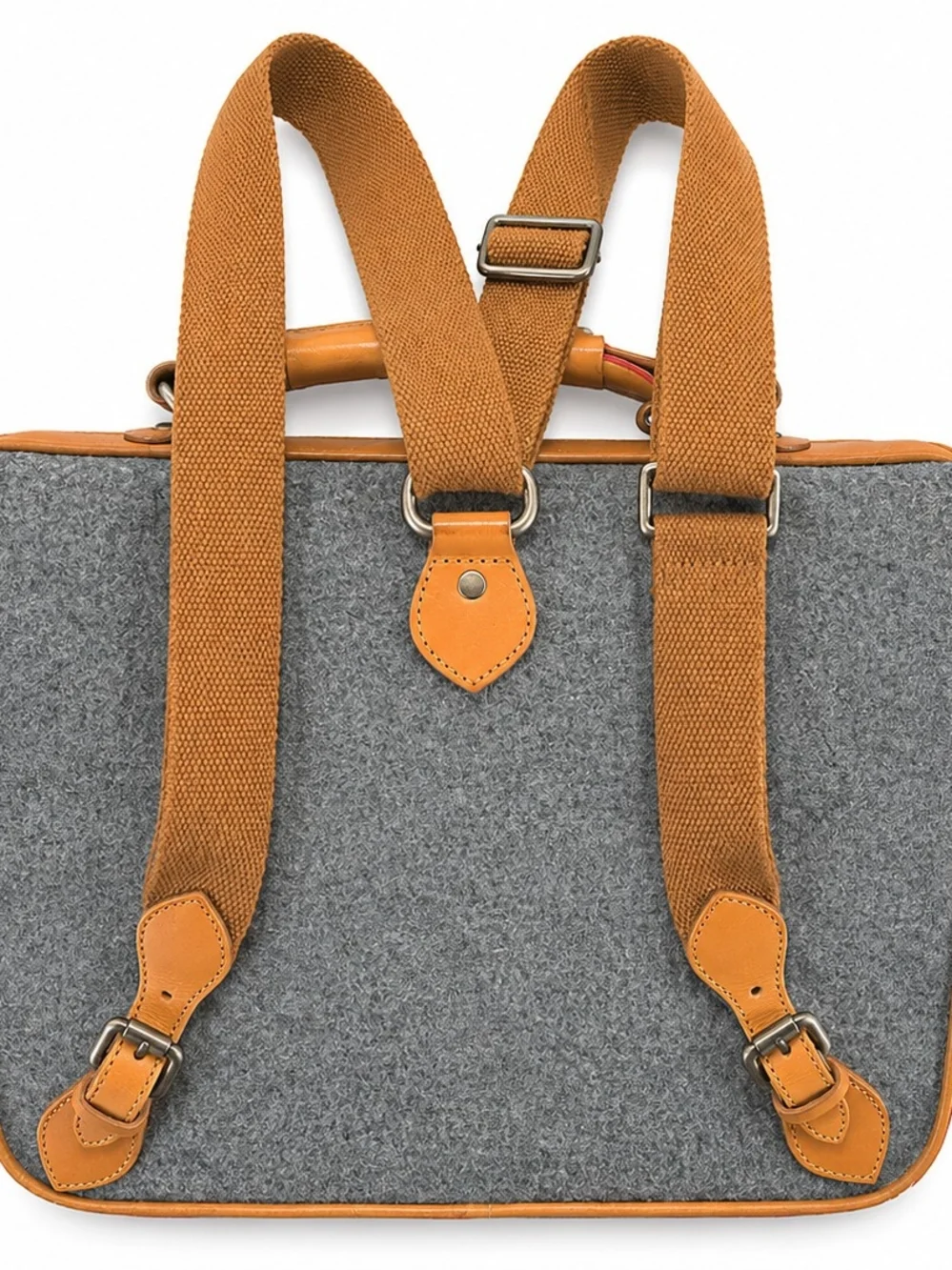 Grey Felt & Tan Leather Messenger Bag